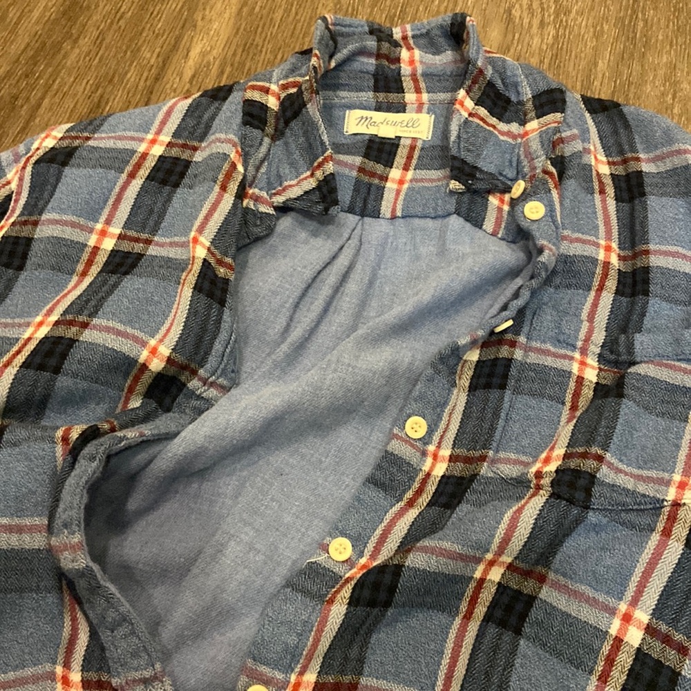 Madewell Blue and Red Flannel Size L